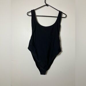 aerie one piece swimsuit Sz XL Black Basic Beach Swim Open Back
